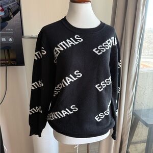 Fear of God ESSENTIALS Black & White Logo Crewneck Sweater